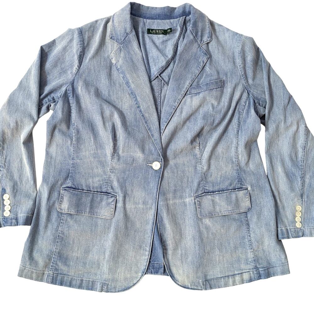 Lauren Ralph Lauren Light Wash Denim Blazer